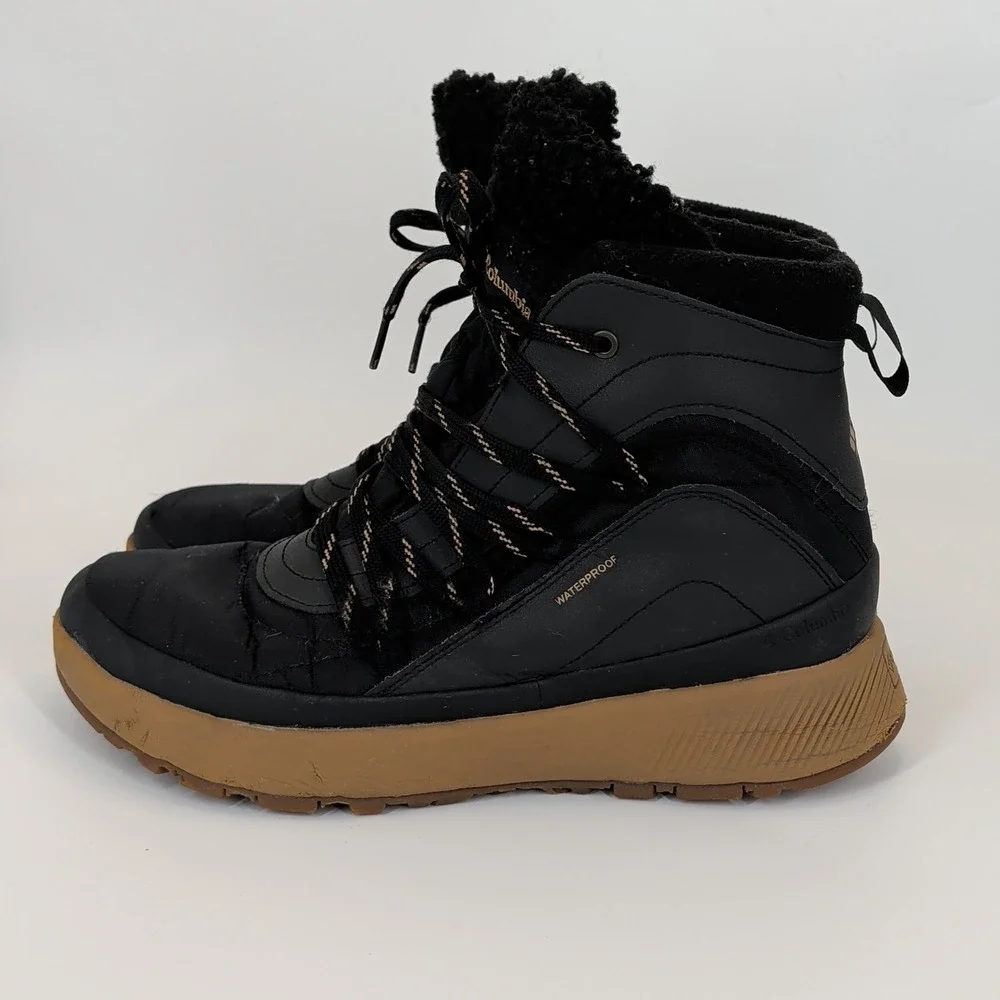 Columbia Waterproof Winter Snow Boots Women's Size 10‎ Black Sherpa Lined